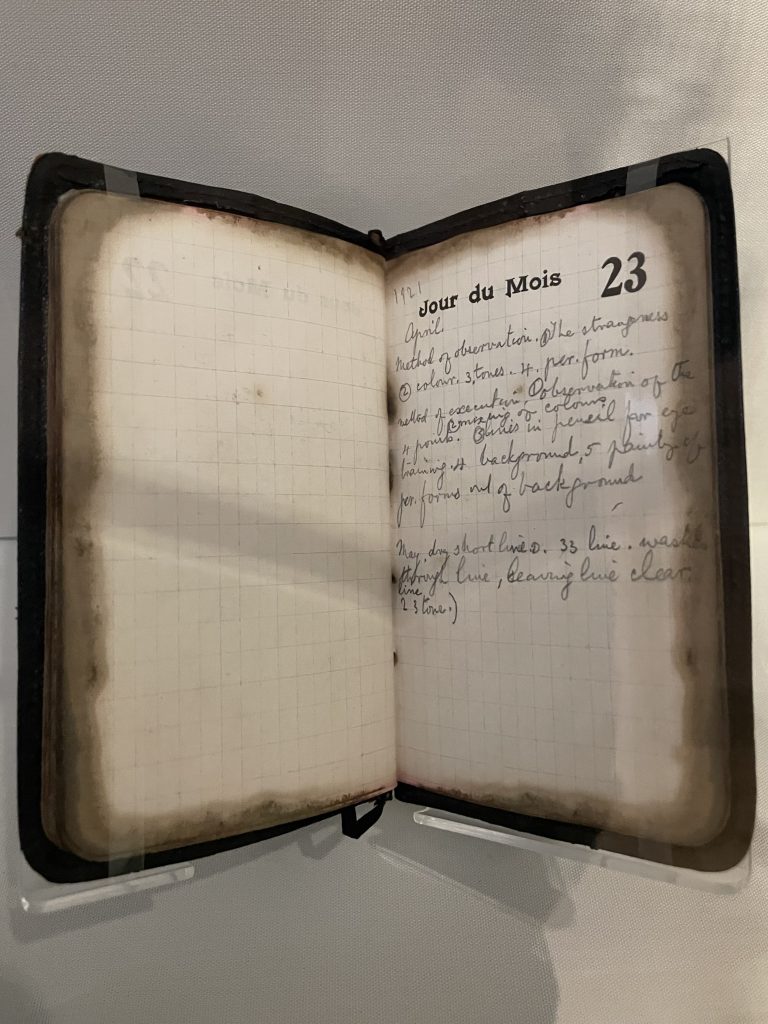 Gwen John Strange Beauties: Gwen John’s notebook, exhibition view of Gwen John: Strange Beauties, 2026, National Museum Cardiff, Cardiff, UK. Photograph by the author.
