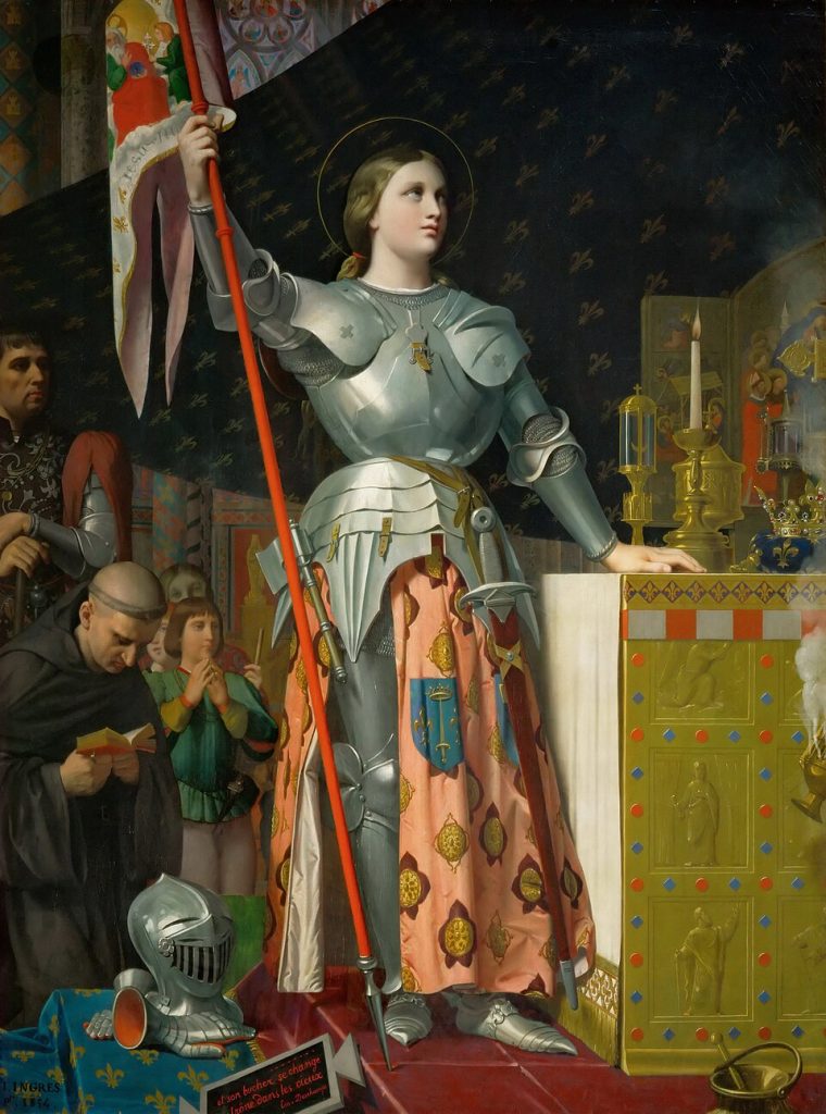 Joan of Arc paintings: Joan of Arc in 10 Paintings: Jean-Auguste-Dominic Ingres, Joan of Arc at the Coronation of Charles VII, 1854, Louvre, Paris, France.
