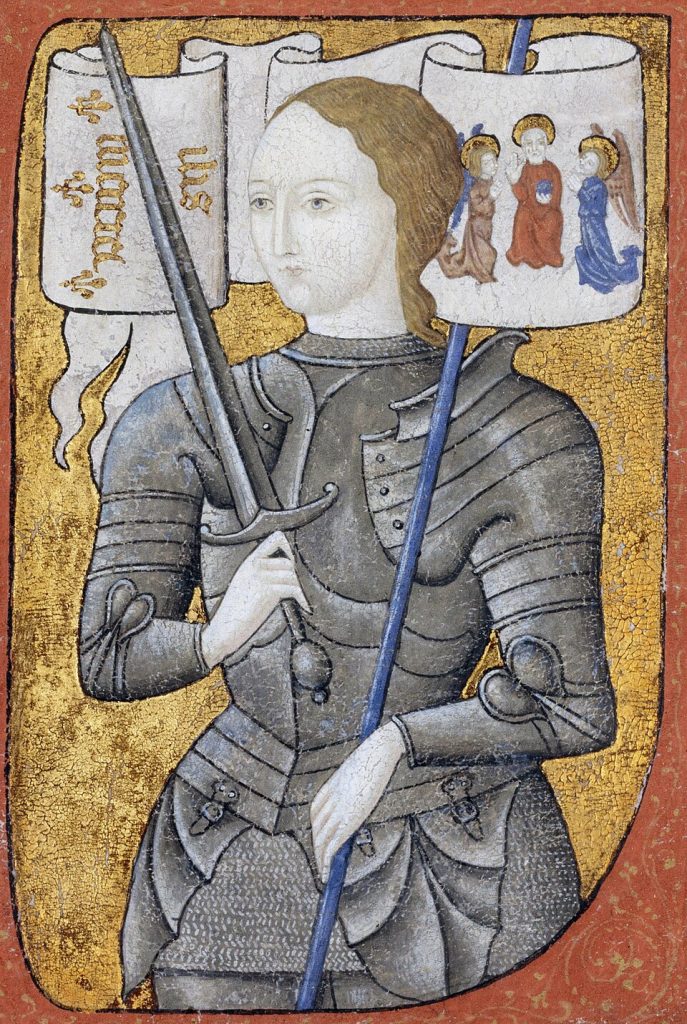 female warriors: Joan of Arc, 19th century, Archives Nationales, Paris, France.
