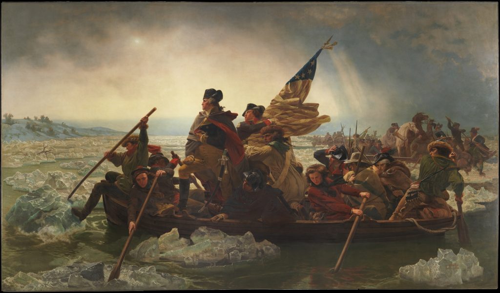 Met famous paintings: Emanuel Leutze, Washington Crossing the Delaware, 1851, Metropolitan Museum of Art, New York City, NY, USA.
