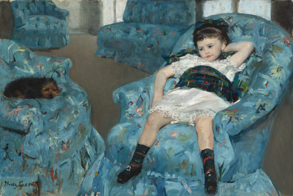 women impressionists quiz: Little Girl in a Blue Armchair, 1878, National Gallery of Art, Washington, DC, USA. 