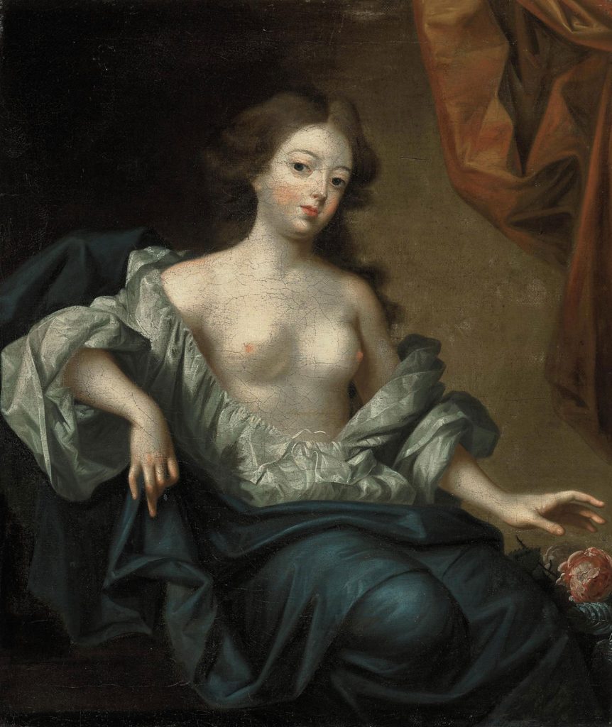 nakedness and nudity: Simon Verelst, Portrait of Nell Gwyn, 1644–1721, private collection. Christie’s.
