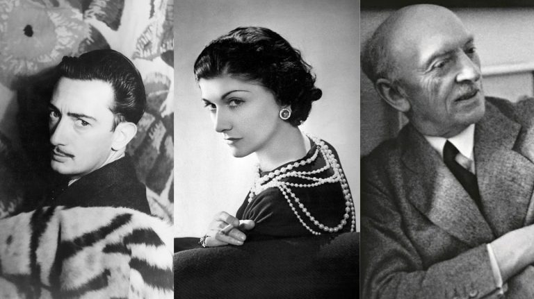 Artists and Nazis: Left: Carl Van Vechten, Salvador Dalí, 1939. Library of Congress. Center: Roger Viollet, Coco Chanel. Vogue. Right: Emil Nolde, 1937. Kunsthaus Arte.
