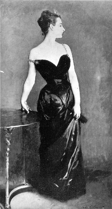 Met famous paintings: John Singer Sargent, Madame X as exhibited at the 1884 Paris Salon, before Sargent repainted the strap.
