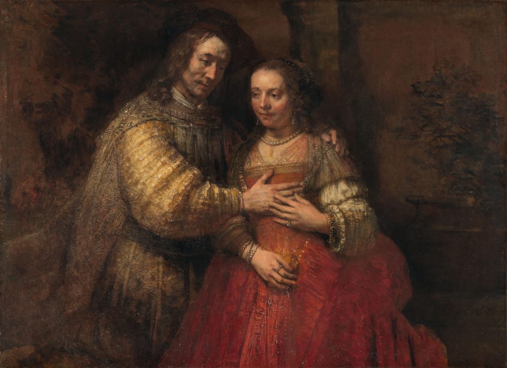 Dutch paintings love: Rembrandt, Isaac and Rebecca (The Jewish Bride), c. 1665–1669, Rijksmuseum, Amsterdam, Netherlands.
