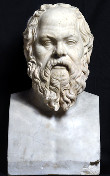 Met famous paintings: Herm depicting Socrates, 4th century BCE, Capitoline Museums, Rome, Italy.
