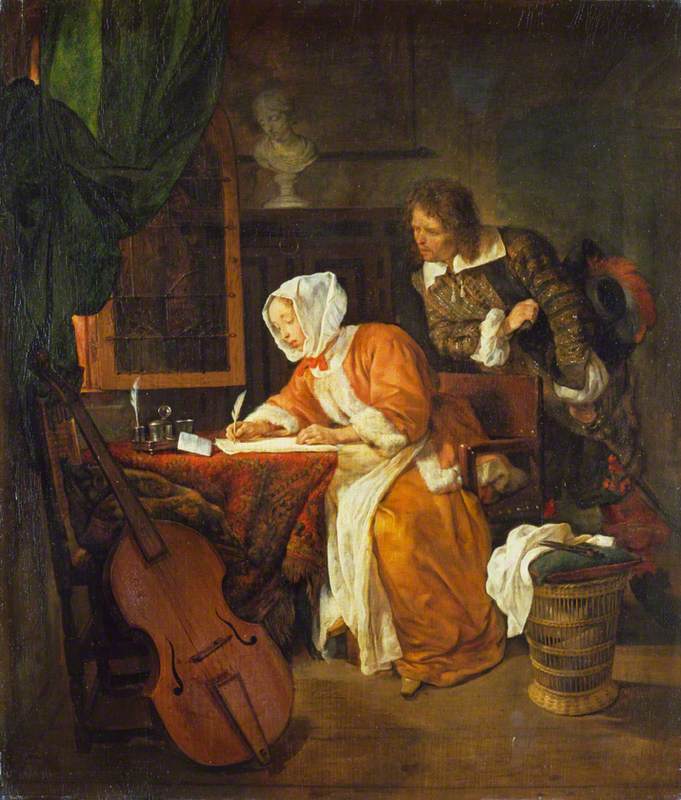 Dutch paintings love: Gabriel Metsu, The Letter Writer Surprised, c. 1658–1660, the Wallace Collection, London, UK.
