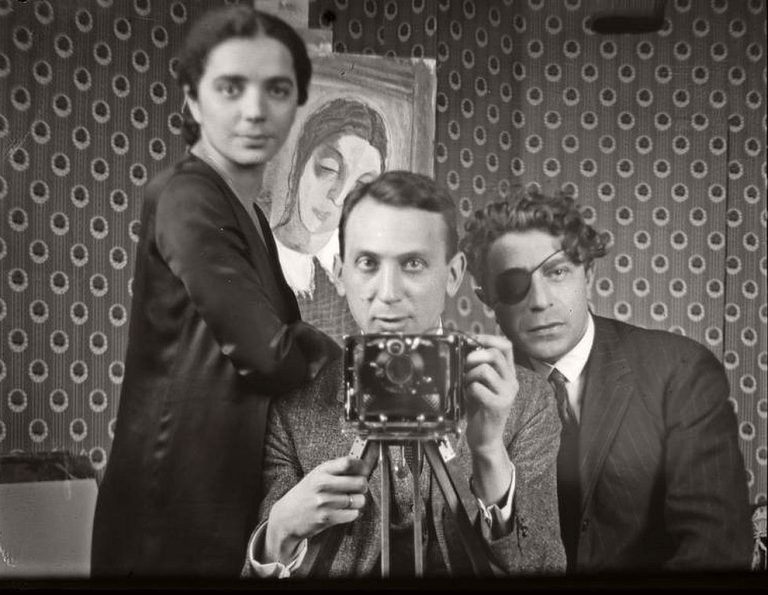 André Kertész: André Kertész, Self-Portrait with Friends, 1926. On this date in photography. Detail.
