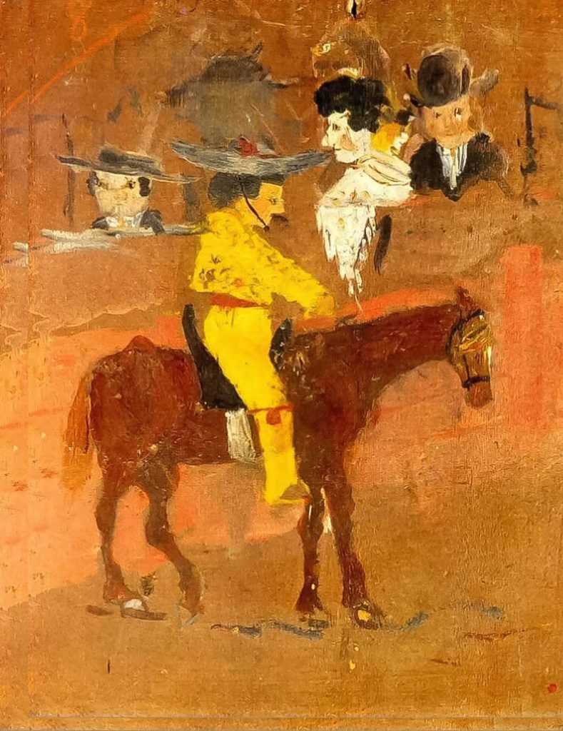 picasso early art: Pablo Picasso, The Little Yellow Picador, 1889, private collection. PabloPicasso.org.
