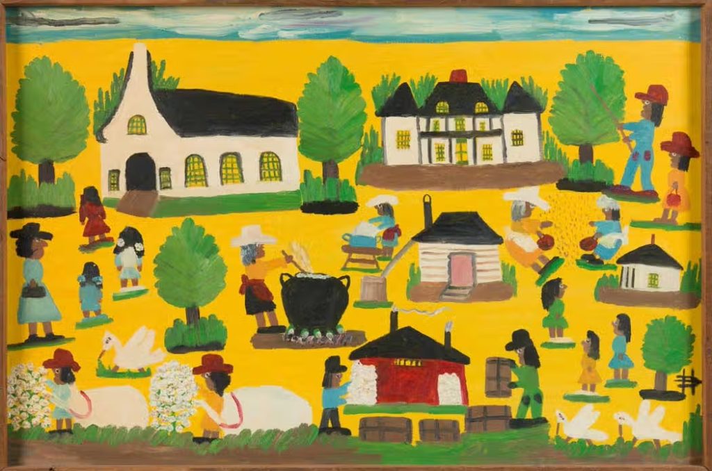Clementine Hunter: Clementine Hunter, Plantation Life, 1980–1986, American Folk Art Museum, New York City, NY, USA. Museum’s website.
