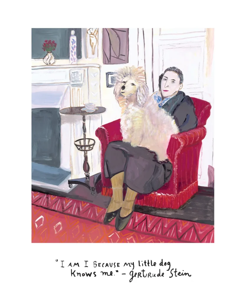 Maira Kalman: Maira Kalman, Gertrude Stein from Beloved Dogs, 2015. The Marginalian.
