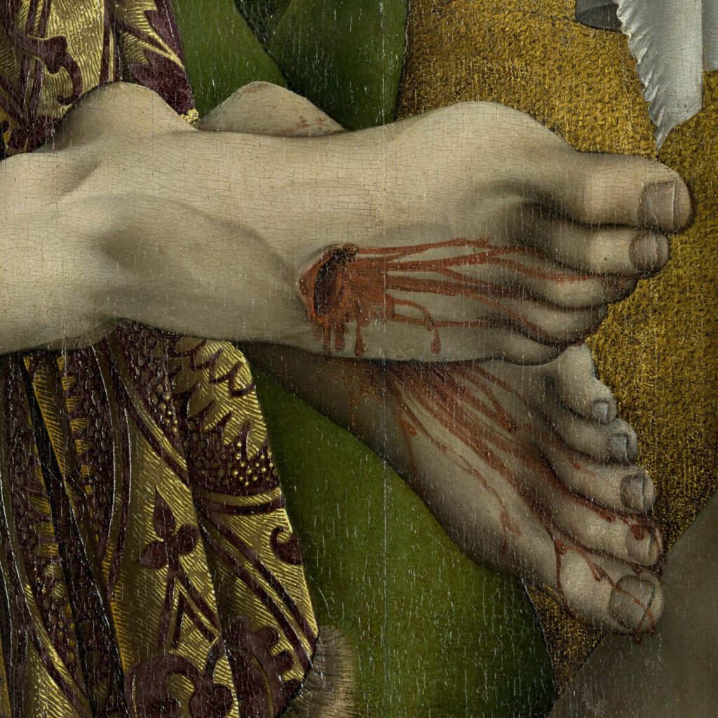 Rogier van der Weyden: Rogier van der Weyden, The Descent from the Cross, before 1443, Museo del Prado, Madrid, Spain. Detail.
