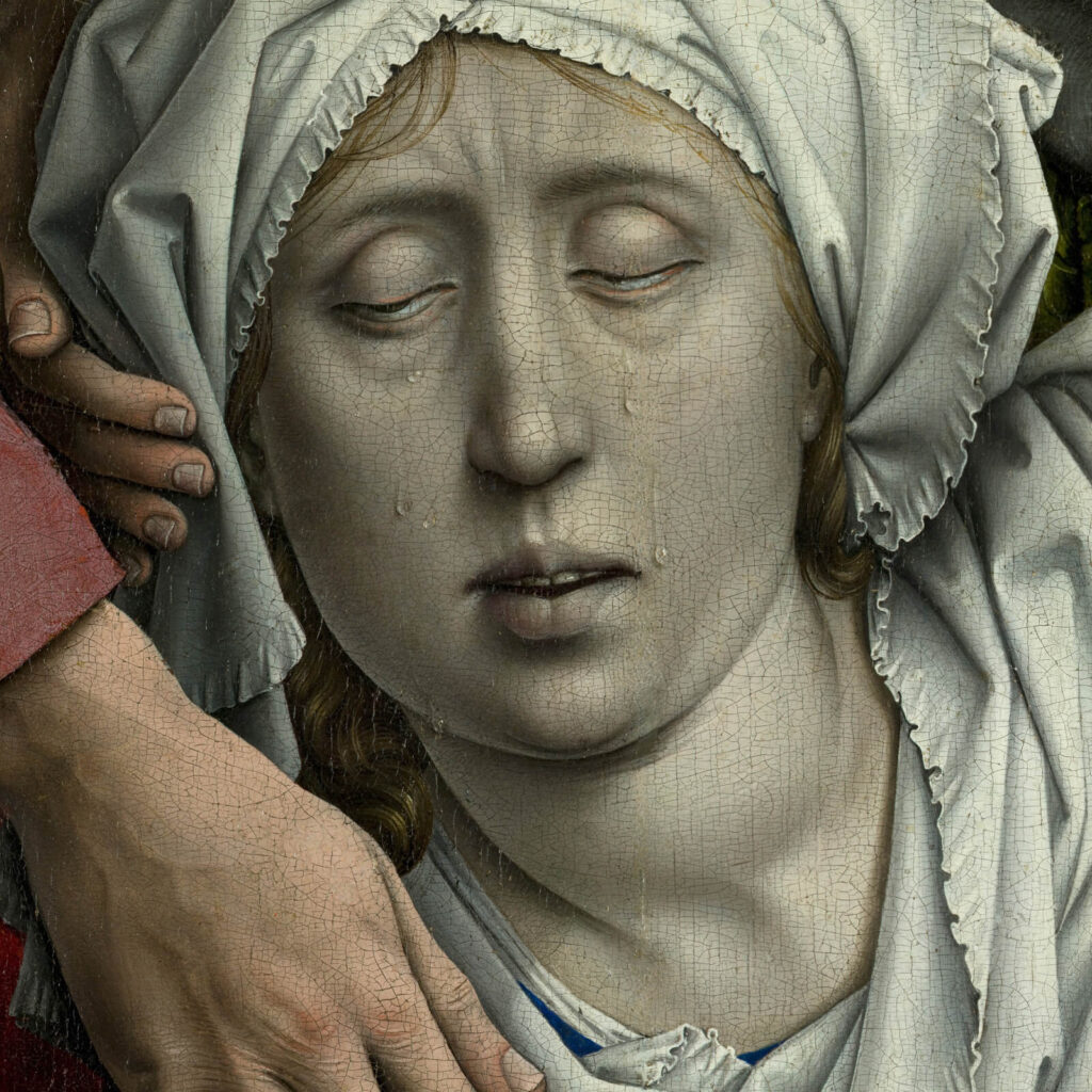 Rogier van der Weyden: Rogier van der Weyden, The Descent from the Cross, before 1443, Museo del Prado, Madrid, Spain. Detail.
