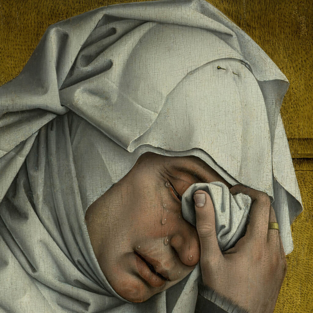 Rogier van der Weyden: Rogier van der Weyden, The Descent from the Cross, before 1443, Museo del Prado, Madrid, Spain. Detail.
