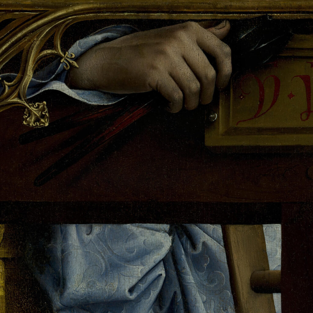 Rogier van der Weyden: Rogier van der Weyden, The Descent from the Cross, before 1443, Museo del Prado, Madrid, Spain. Detail.
