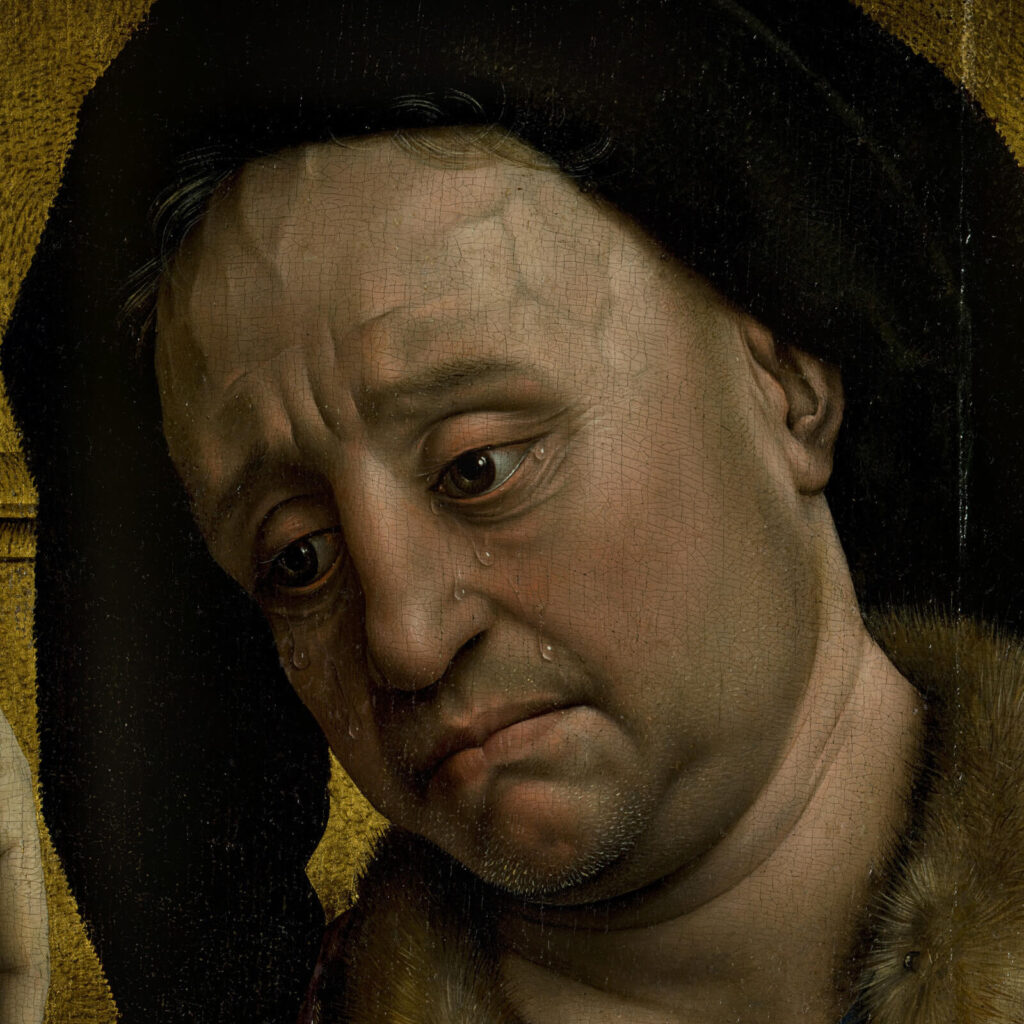 Rogier van der Weyden: Rogier van der Weyden, The Descent from the Cross, before 1443, Museo del Prado, Madrid, Spain. Detail.
