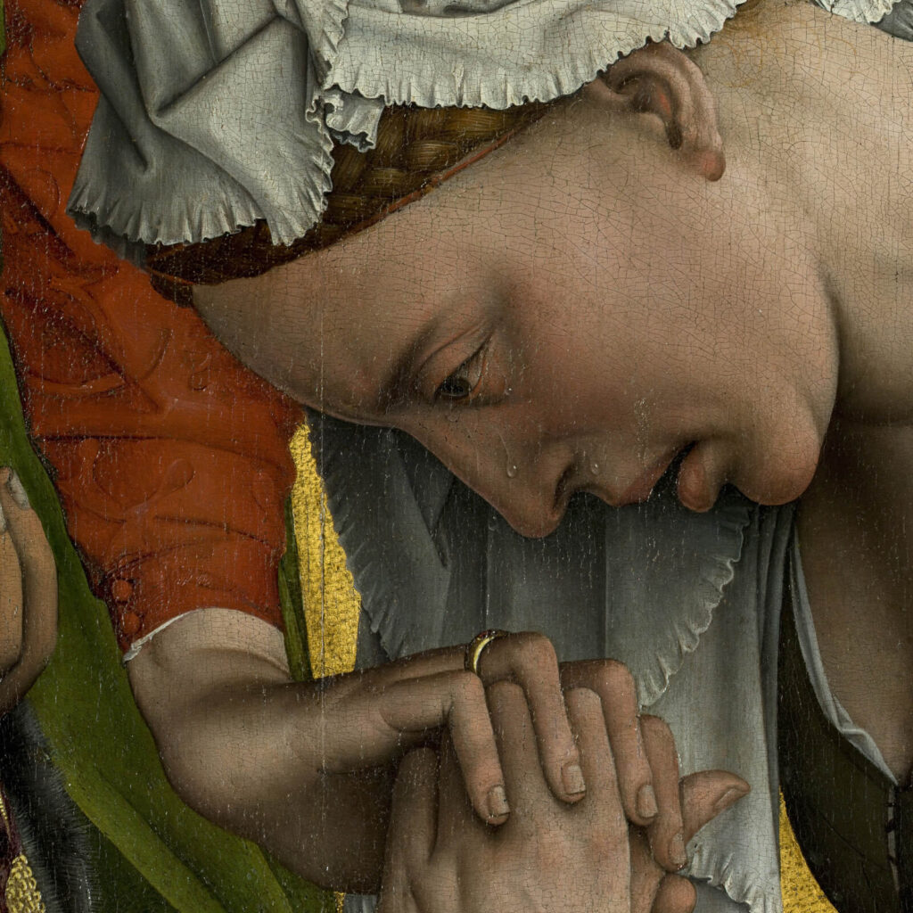 Rogier van der Weyden: Rogier van der Weyden, The Descent from the Cross, before 1443, Museo del Prado, Madrid, Spain. Detail.
