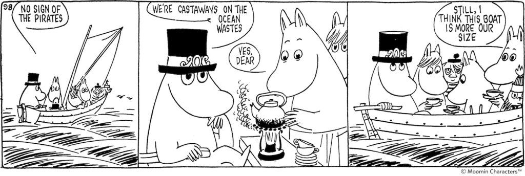 Moomin world: Tove Jansson, comic strip from Moomin and the Sea, 1957. © Moomin Characters™. Moomin.
