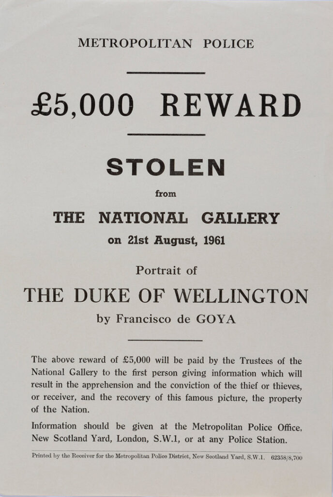 Duke of Wellington: £5,000 reward notice. National Gallery
