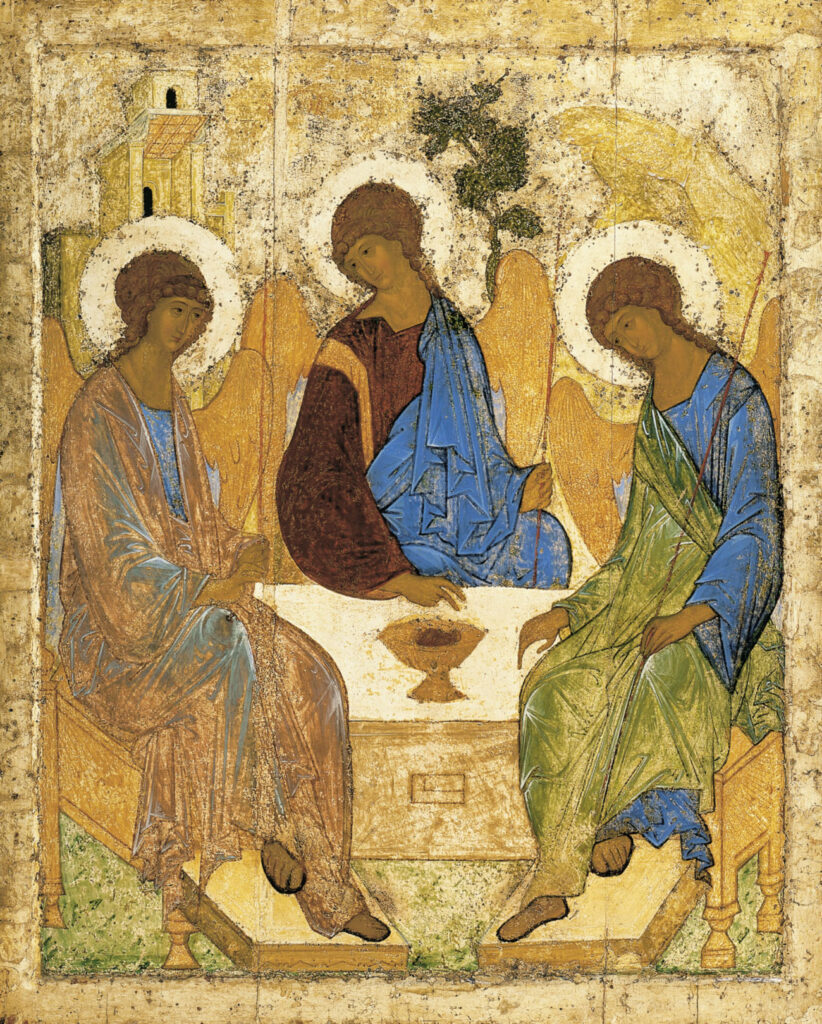 Icons Guide: Andrei Rublev, Holy Trinity, c. 1411, Tretyakov Gallery, Moscow, Russia.
