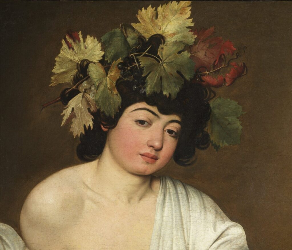 Caravaggio desire: Caravaggio, Bacchus, 1598, Uffizi, Florence, Italy. Detail.
