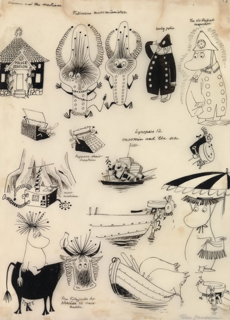 Moomin world: Tove Jansson, Moomin comic strip sketches. © Moomin Characters™. Artist’s website.

