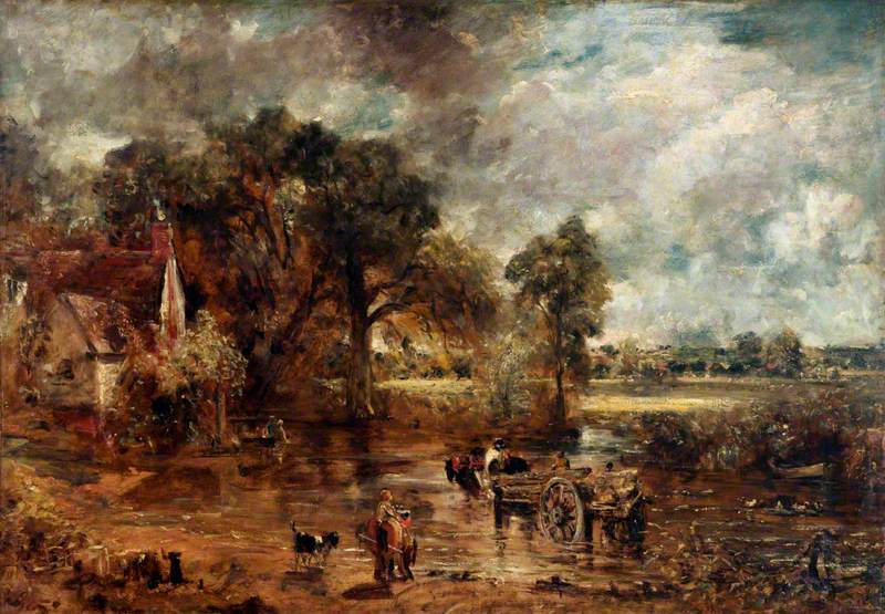 john constable: John Constable, The Hay Wain (full-scale oil sketch), 1821, Victoria and Albert Museum, London, UK.

