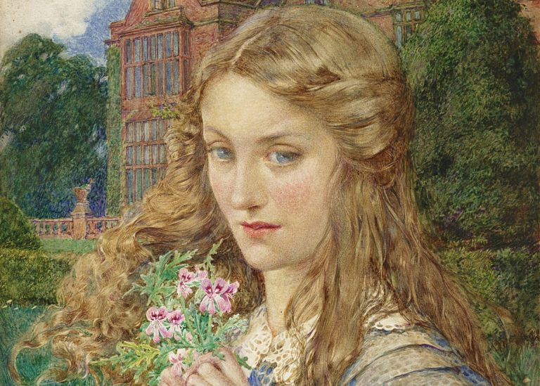 Eleanor fortescue brickdale: Eleanor Fortescue-Brickdale, Evelyn Hope, 1908, private collection. Wikimedia Commons (public domain). Detail.

