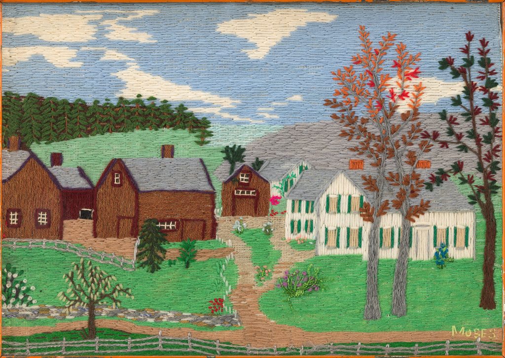grandma moses paintings: Grandma Moses,  Mt. Nebo on the Hill, c. 1940, Smithsonian American Art Museum, Washington, DC, USA. Museum’s website. © Grandma Moses Properties Co., New York.

