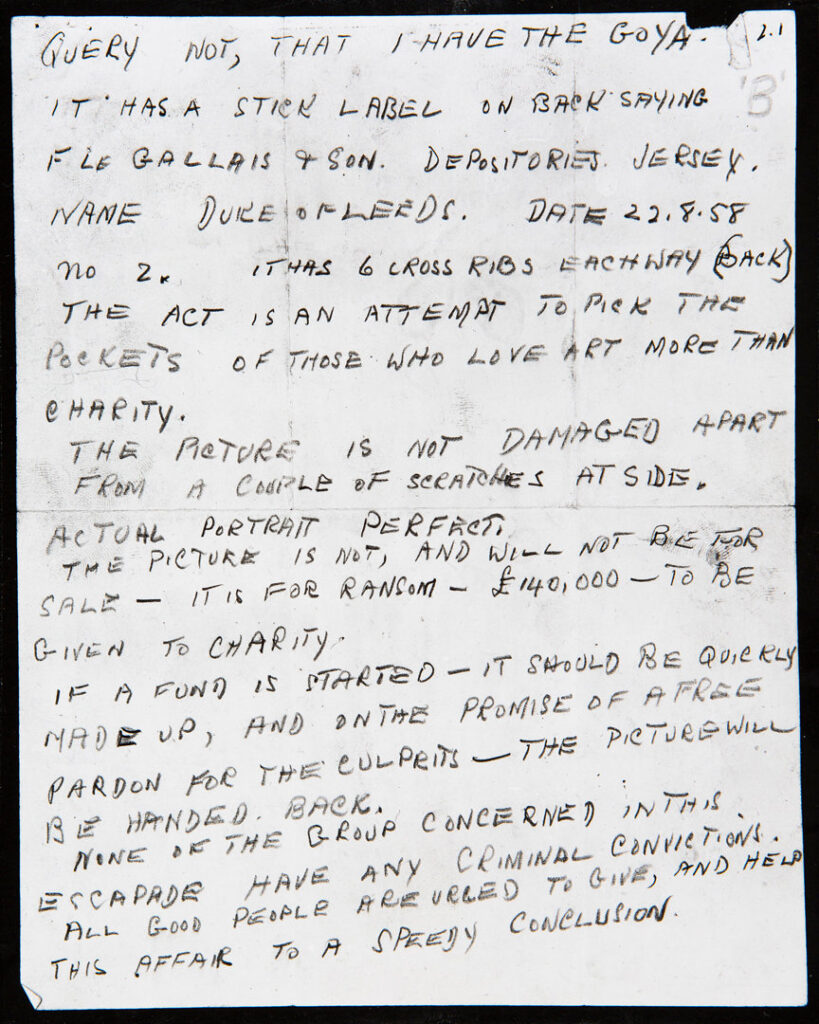 Duke of Wellington: One of the ransom letters. National Gallery.
