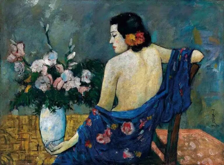 Pan Yuliang: Pan Yuliang, Lady in Blue Dress, 1942. MutualArt.

