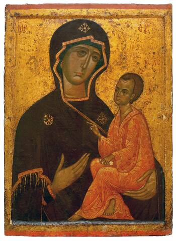 Icons Guide: Mother of God of Tikhvin, c. 1300, Tikhvin Assumption Monastery, Tikhvin, Russia.
