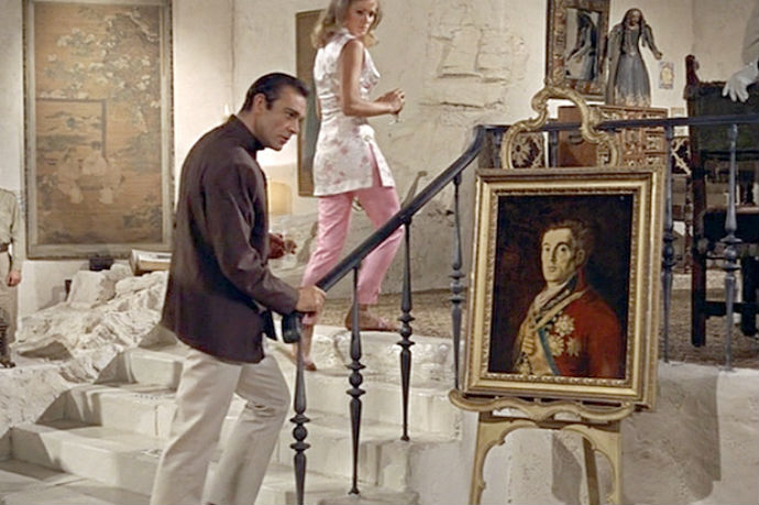 Duke of Wellington: James Bond recognizes the stolen masterpiece at Dr. No’s secret base. Movie still from Dr. No, directed by Terence Young, 1962. nickelinthemachine.com.
