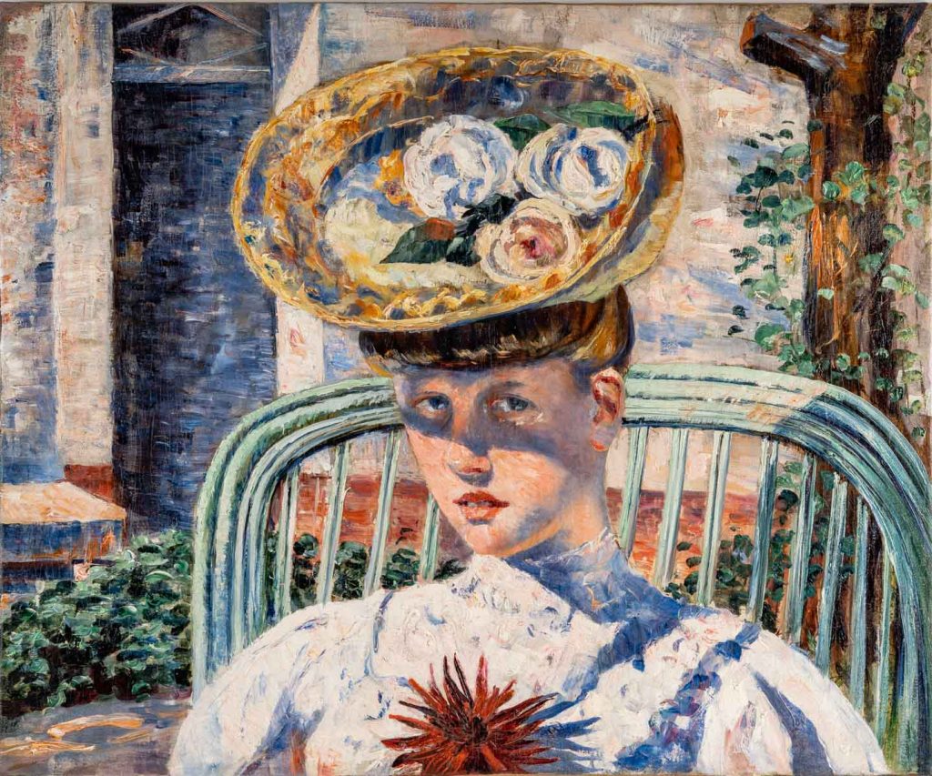 Georgette Agutte: Georgette Agutte, Portrait of a Woman with a Flowery Hat in the Garden of the House in Bonnières-sur-Seine, c. 1905, private collection. Ballesteros Gallery

