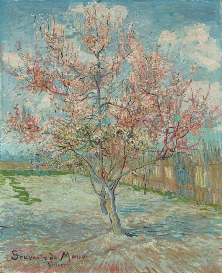 Van Gogh Spring: Vincent van Gogh, Pink Peach Trees (Souvenir de Mauve), 1888, Kröller-Müller Museum, Otterlo, Netherlands.
