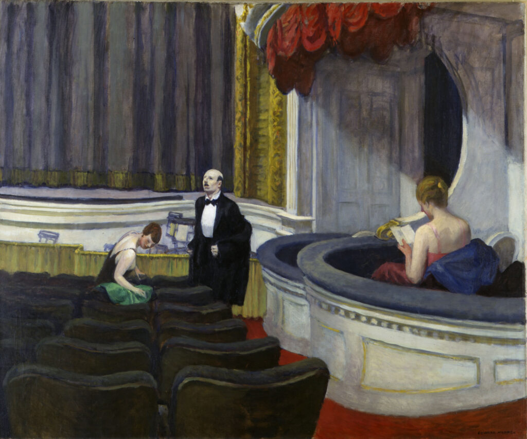 edward hopper cinema: Edward Hopper, Two on the Aisle, 1927, Toledo Museum of Art, New York City, NY, USA.
