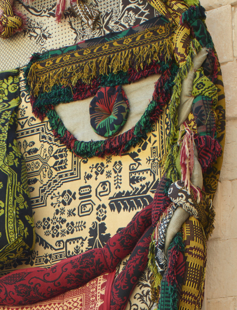 Malta Biennale: Detail of Eliza Proszczuk, Where the Lad Arrives, Good Fortune Thrives. The Cow Will Calve, the Maiden Will Wed, OmenaArt Foundation’s Pavilion at Malta Biennale 2026, Old Armory, Birgu, Malta. Photograph by Maciej Jędrzejewski.
