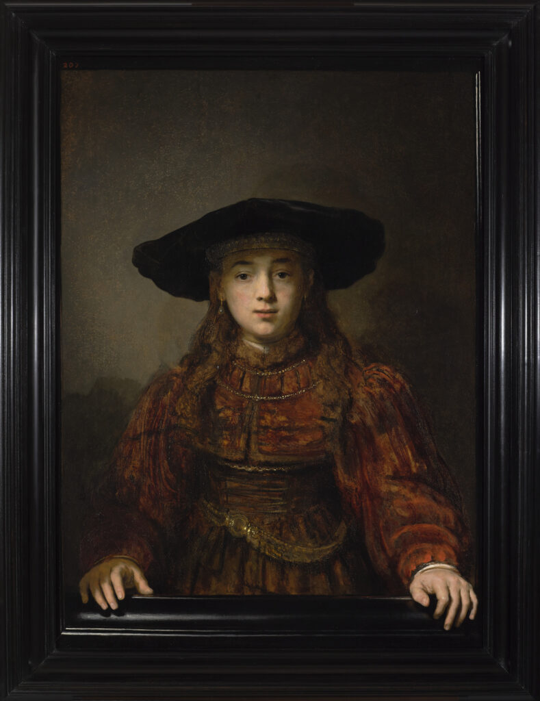 Rembrandt Girl in a Picture Frame: Rembrandt, Girl in a Picture Frame, 1641, Royal Castle in Warsaw, Warsaw, Poland.
