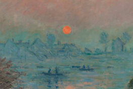 Masterpiece Story: Sunset on the Seine at Lavacourt, Winter Effect by Claude Monet. Detail.