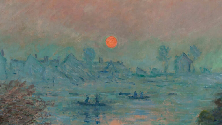 Sunset on the Seine: Claude Monet, Sunset on the Seine at Lavacourt, Winter Effect, 1880, Petit Palais, Paris, France. Detail.
