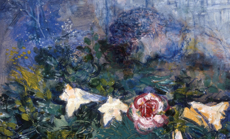 Leaning Over Flowers: Marc Chagall, Leaning Over Flowers, 1927, Tel Aviv Museum of Art, Tel Aviv, Israel. Detail.
