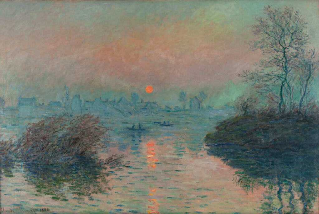 Sunset on the Seine: Claude Monet, Sunset on the Seine at Lavacourt, Winter Effect, 1880, Petit Palais, Paris, France.
