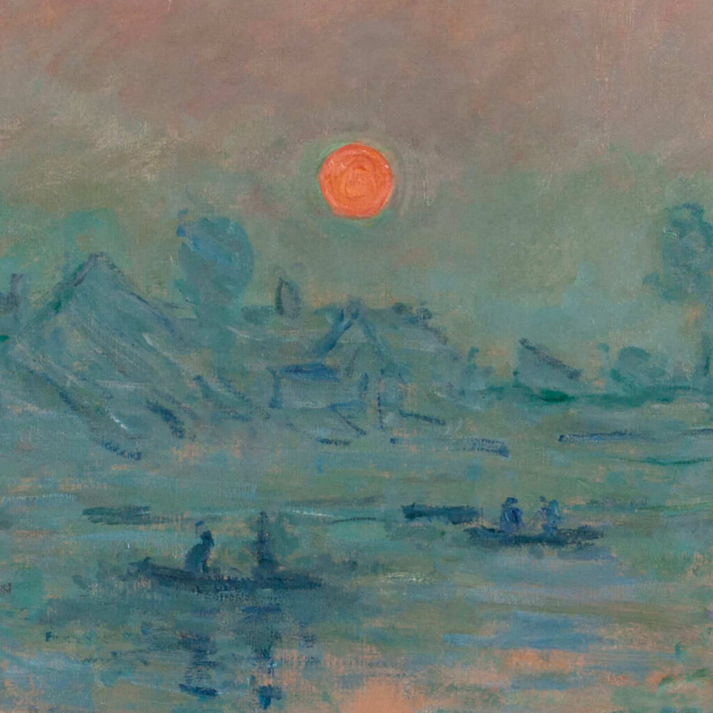 Sunset on the Seine: Claude Monet, Sunset on the Seine at Lavacourt, Winter Effect, 1880, Petit Palais, Paris, France. Detail.

