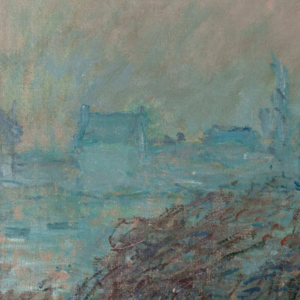 Sunset on the Seine: Claude Monet, Sunset on the Seine at Lavacourt, Winter Effect, 1880, Petit Palais, Paris, France. Detail.
