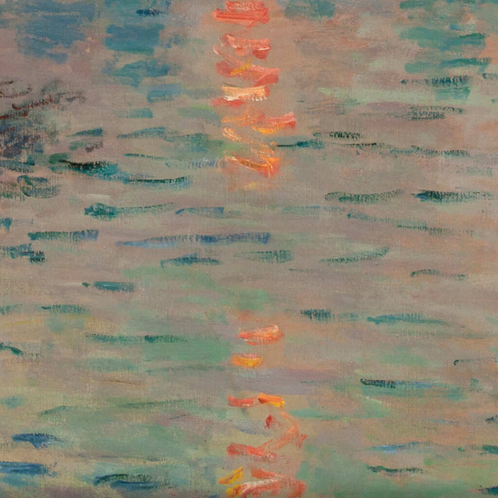 Sunset on the Seine: Claude Monet, Sunset on the Seine at Lavacourt, Winter Effect, 1880, Petit Palais, Paris, France. Detail.
