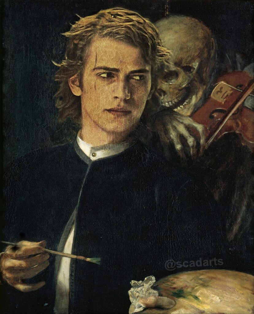 star wars paintings: Scadarts, Death Whispers after Arnold Böcklin, 2021. Instagram Scadarts.
