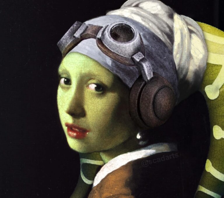 star wars paintings: Scadarts, Hera with a Pearl Earring after Johannes Vermeer, 2023. Instagram Scadarts. Detail.
