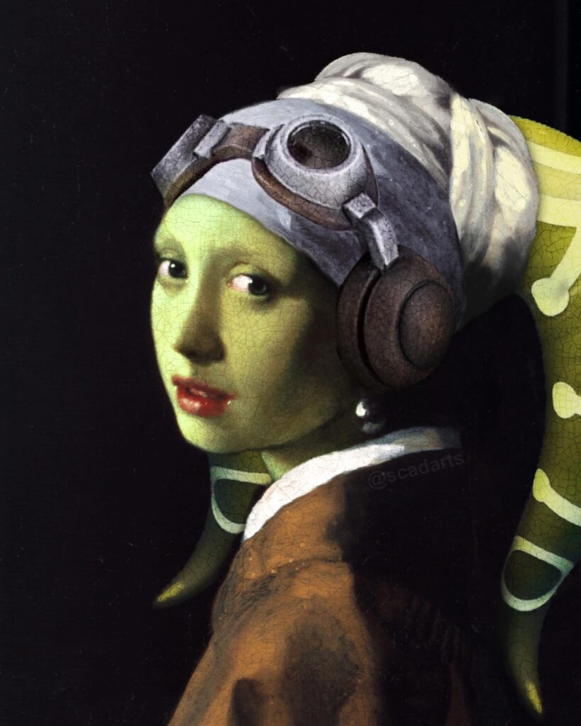 star wars paintings: Scadarts, Hera with a Pearl Earring after Johannes Vermeer, 2023. Instagram Scadarts.

