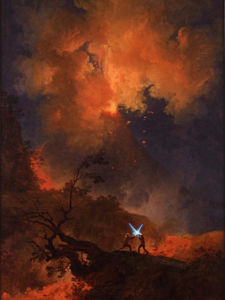 star wars paintings: Scadarts, Eruption after Pierre-Jacques Volaire, 2022. Instagram Scadarts.
