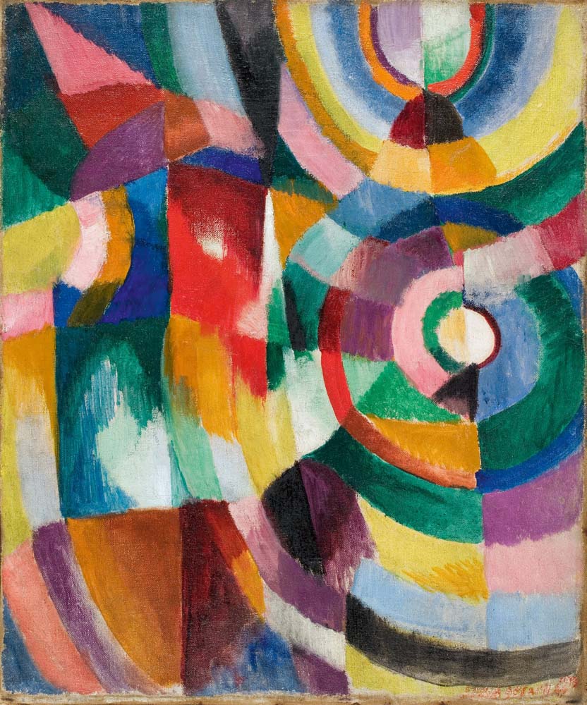 iconic cubist paintings: Sonia Delaunay, Electric Prisms, 1913, Museum of Modern Art, New York City, NY, USA.
